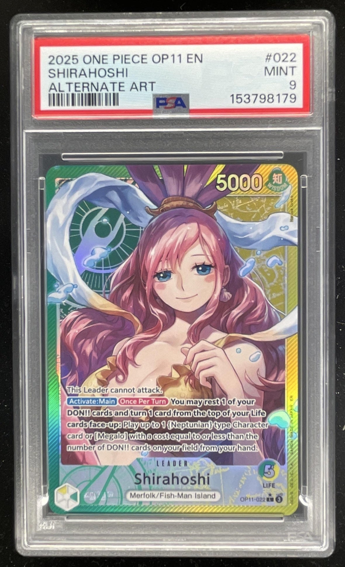 2025 One Piece OP11 EN #022 Shirahoshi Alternate Art PSA 9