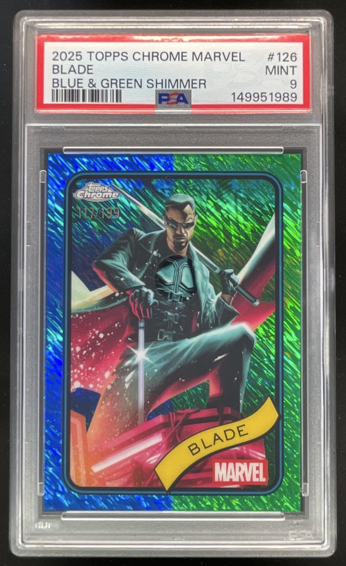2025 Topps Chrome Marvel Blue & Green Shimmer Refractor #126 Blade