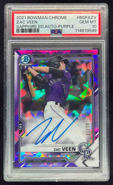 2021 Bowman Sapphire Chrome Purple Refractor #BSPA-ZV Zac Veen