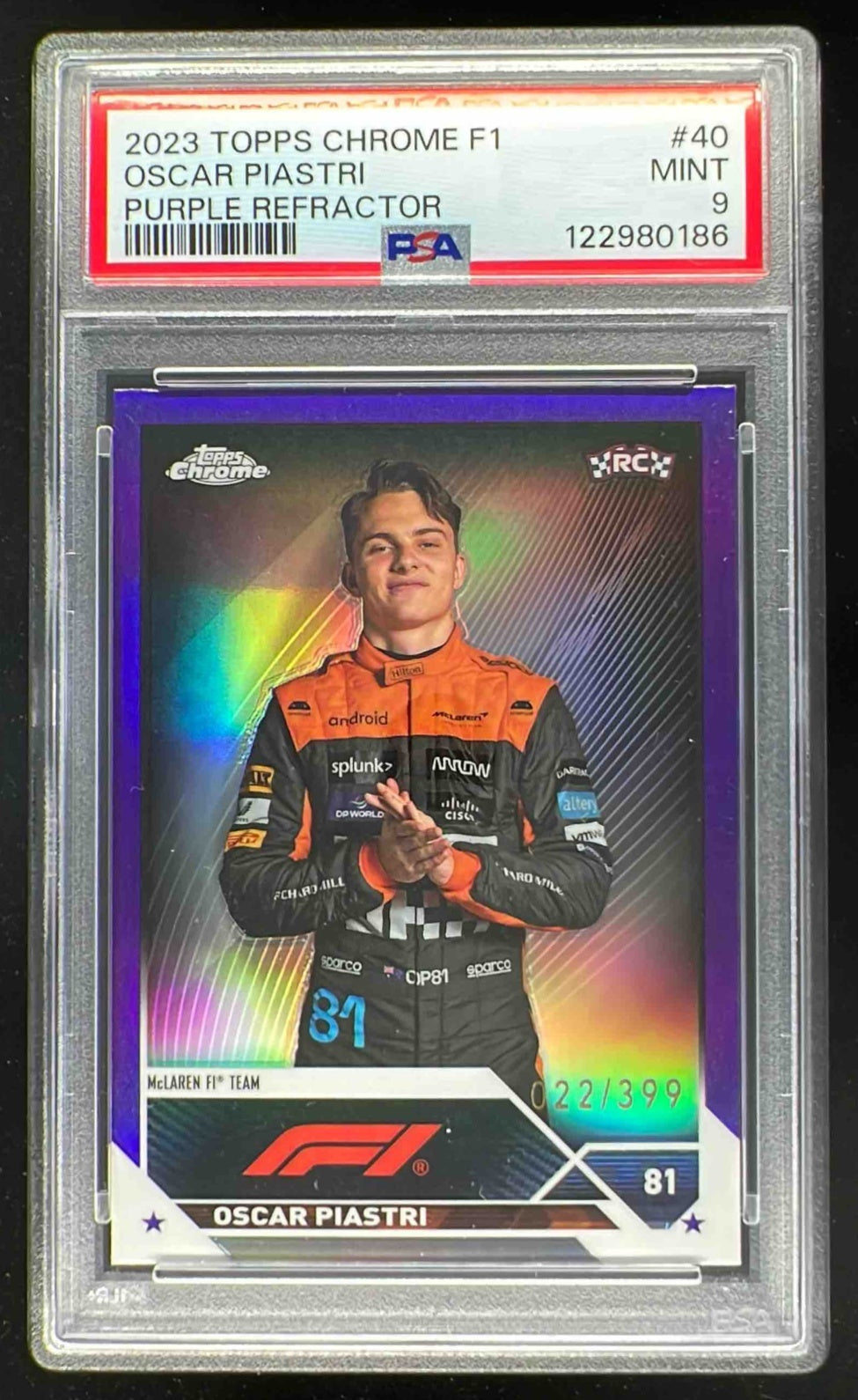 2023 Topps Chrome Formula 1 Purple Refractor #40 Oscar Piastri RC
