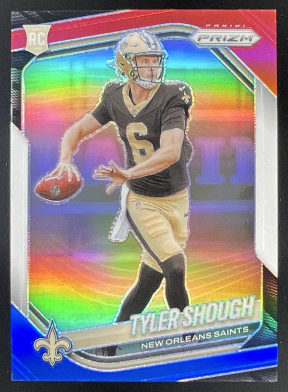 2025 Panini Prizm Red White & Blue Prizm #327 Tyler Shough RC