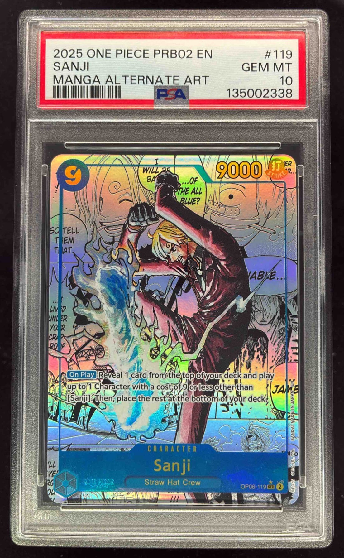 2025 One Piece PRB02 EN Manga Alternate Art #119 Sanji PSA 10