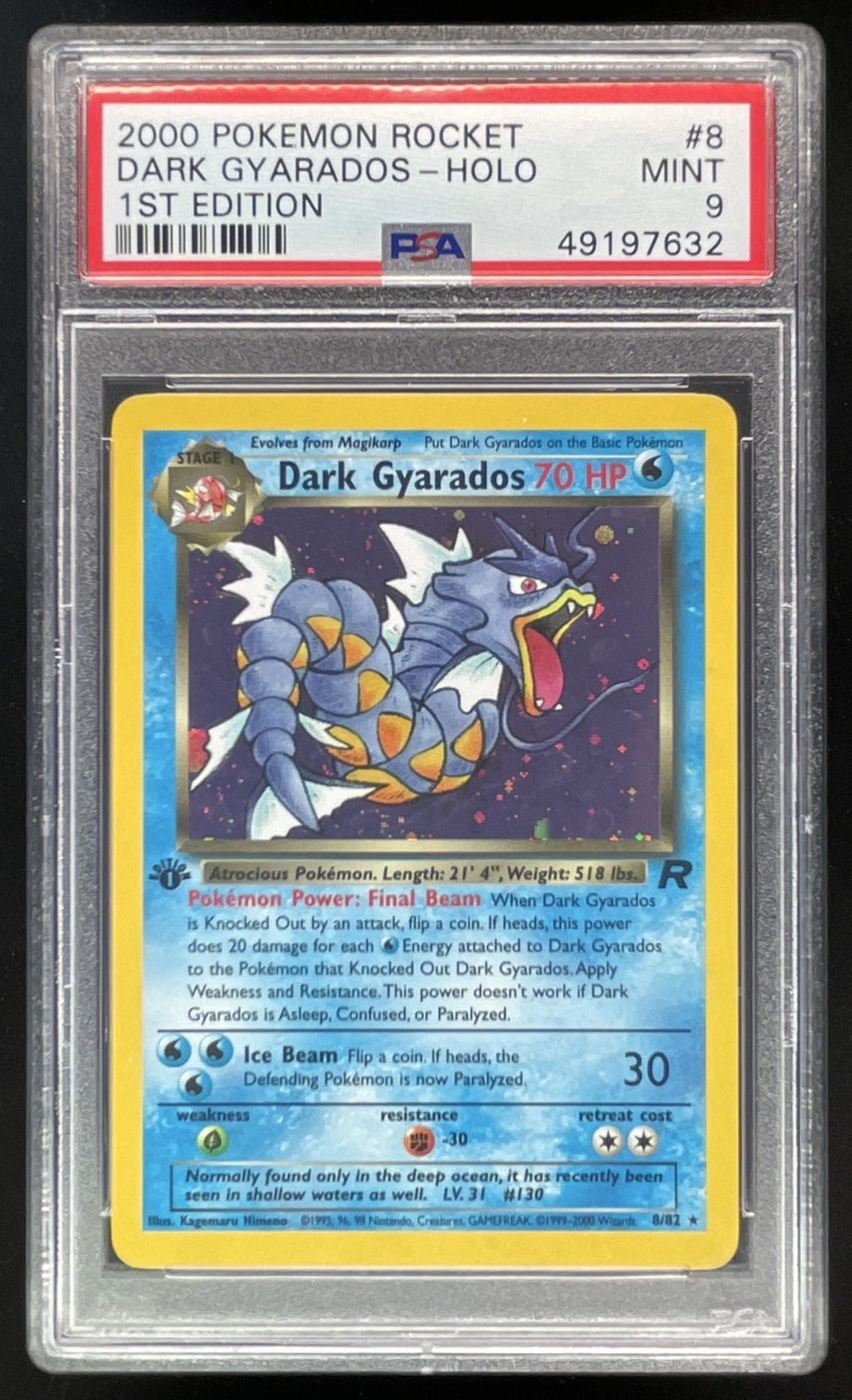 gyarados pokemon card first edition 2000 Pokemon Team Rocket First Edition #8/82 Dark Gyarados Holo PSA 9 –  Burbank Cards