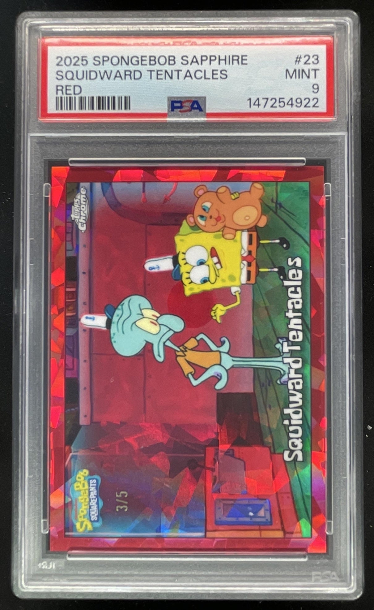 2025 Topps Chrome SpongeBob Sapphire Red #23 Squidward Tentacles