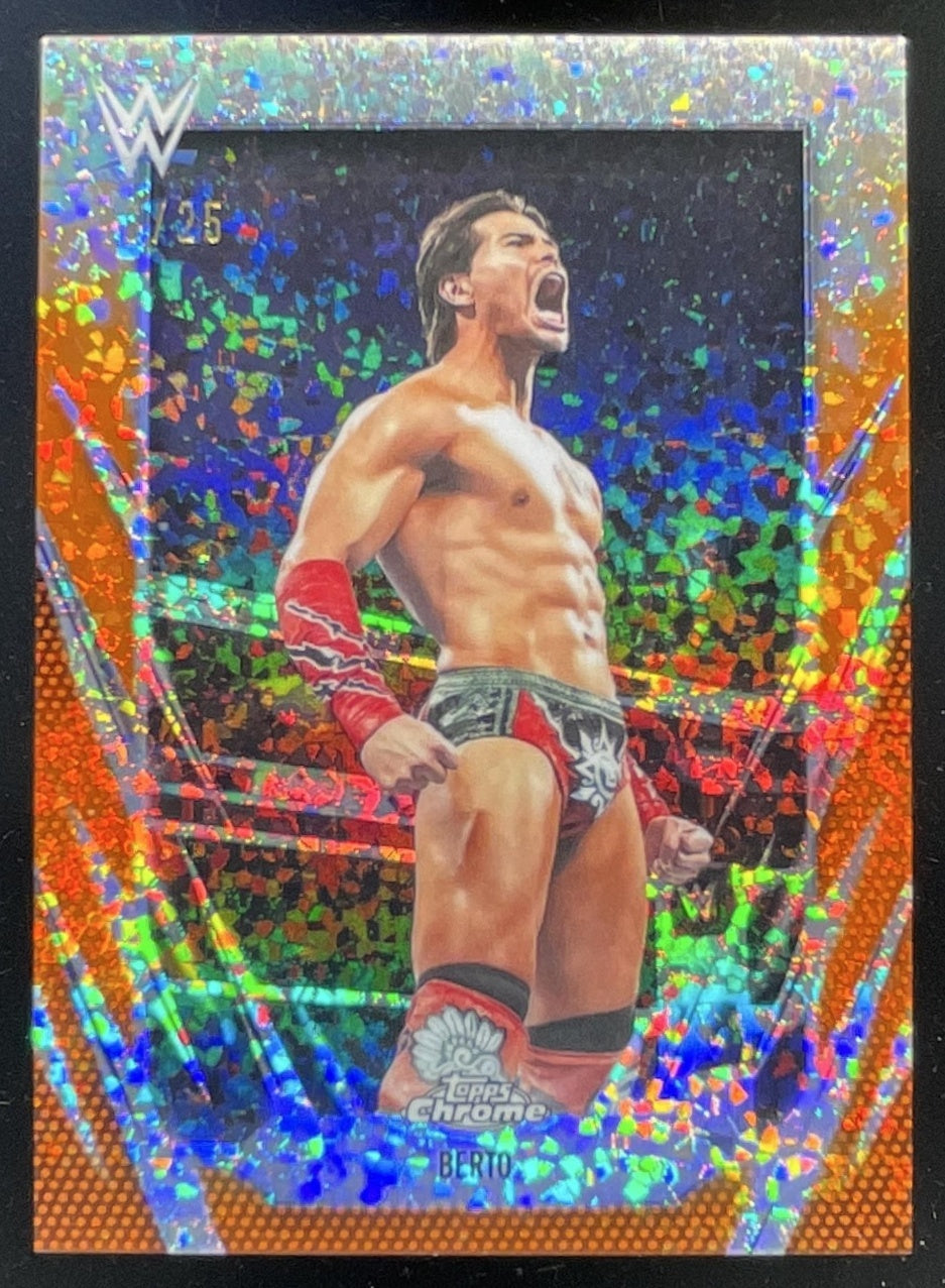2026 Topps Chrome WWE Orange Mini Diamond Refractor #122 Berto /25