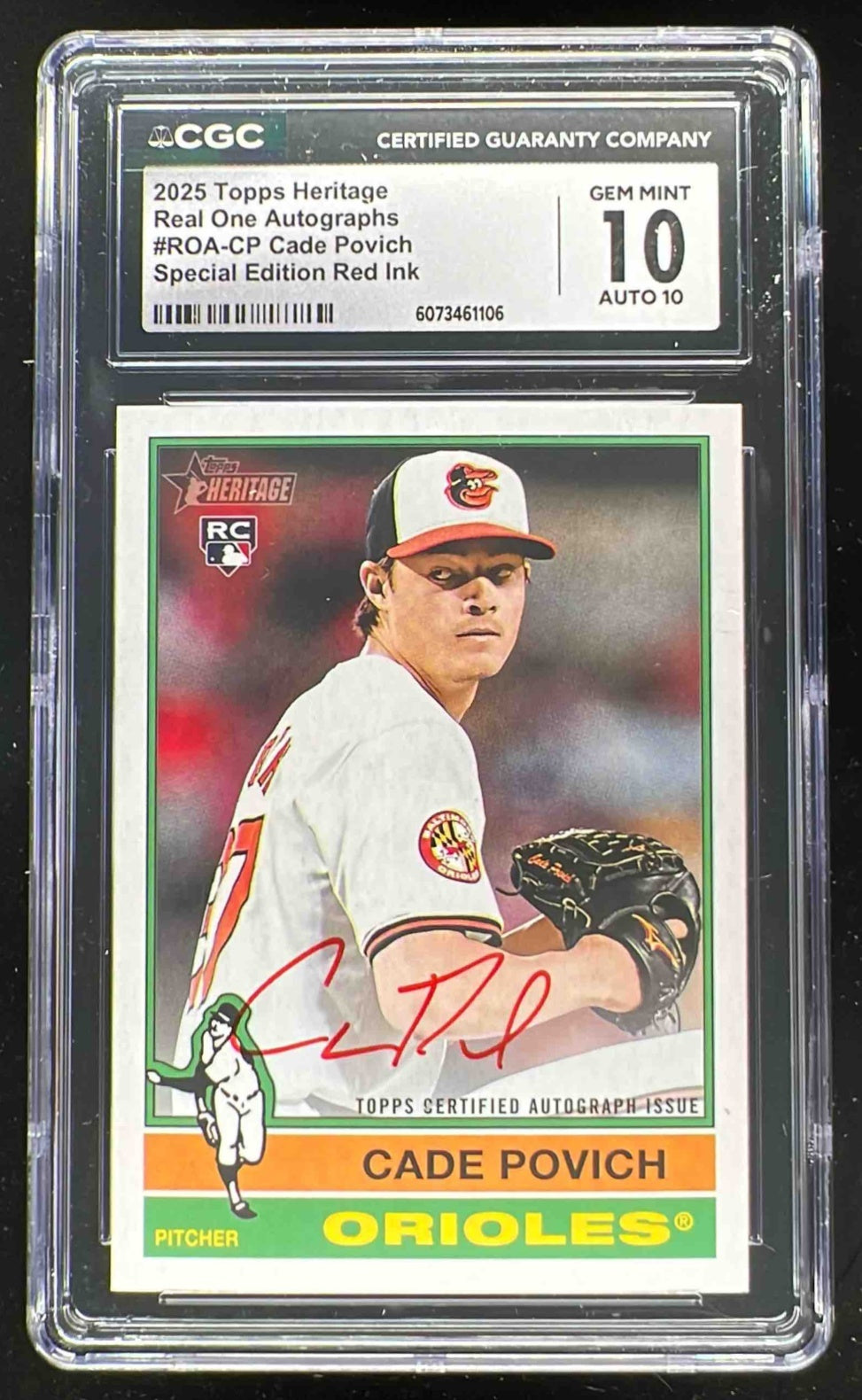 MLB アレナド Topps Heritage Real One Auto 2025 Topps Heritage Real One Red Ink #ROA-CP Cade Povich RC