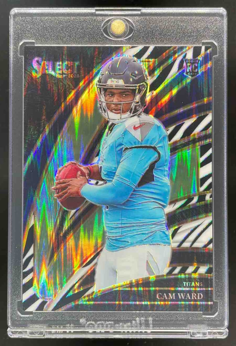 2025 Panini Select Club Level Zebra Shock Prizm #226 Cam Ward RC