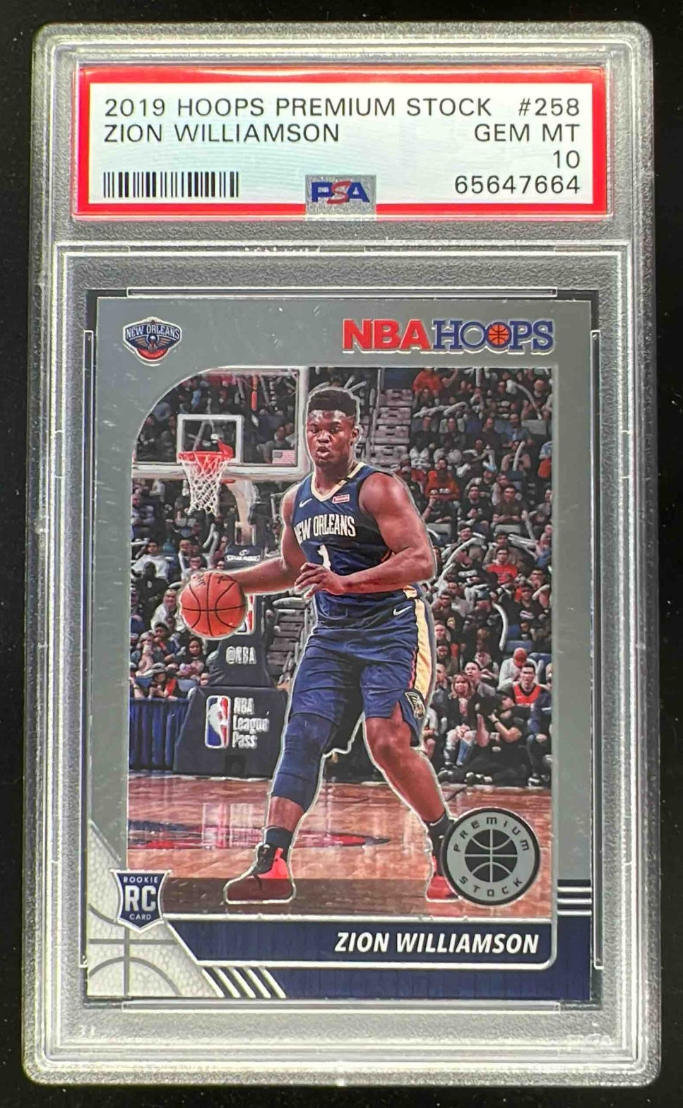 2019-20 Panini Hoops Premium Stock #258 Zion Williamson RC PSA 10