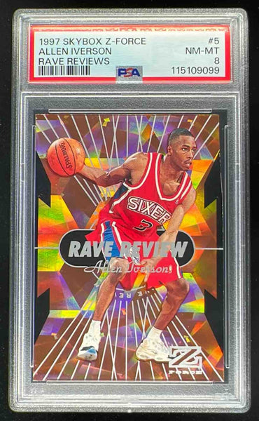 1997-98 Skybox Z-Force Rave Reviews #5 Allen Iverson PSA 8