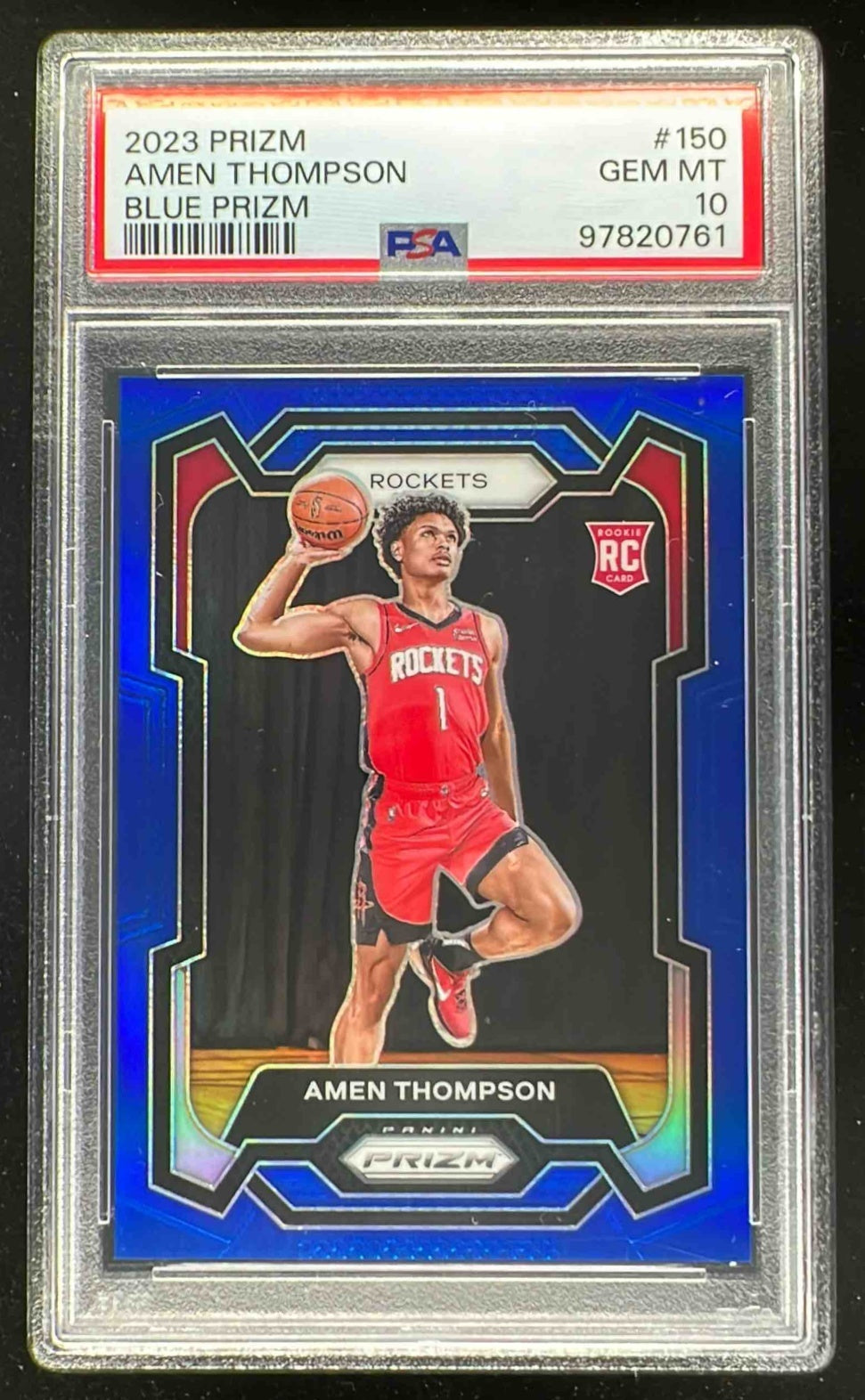 2023-24 Panini Prizm Prizms Blue #150 Amen Thompson RC /199 PSA 10