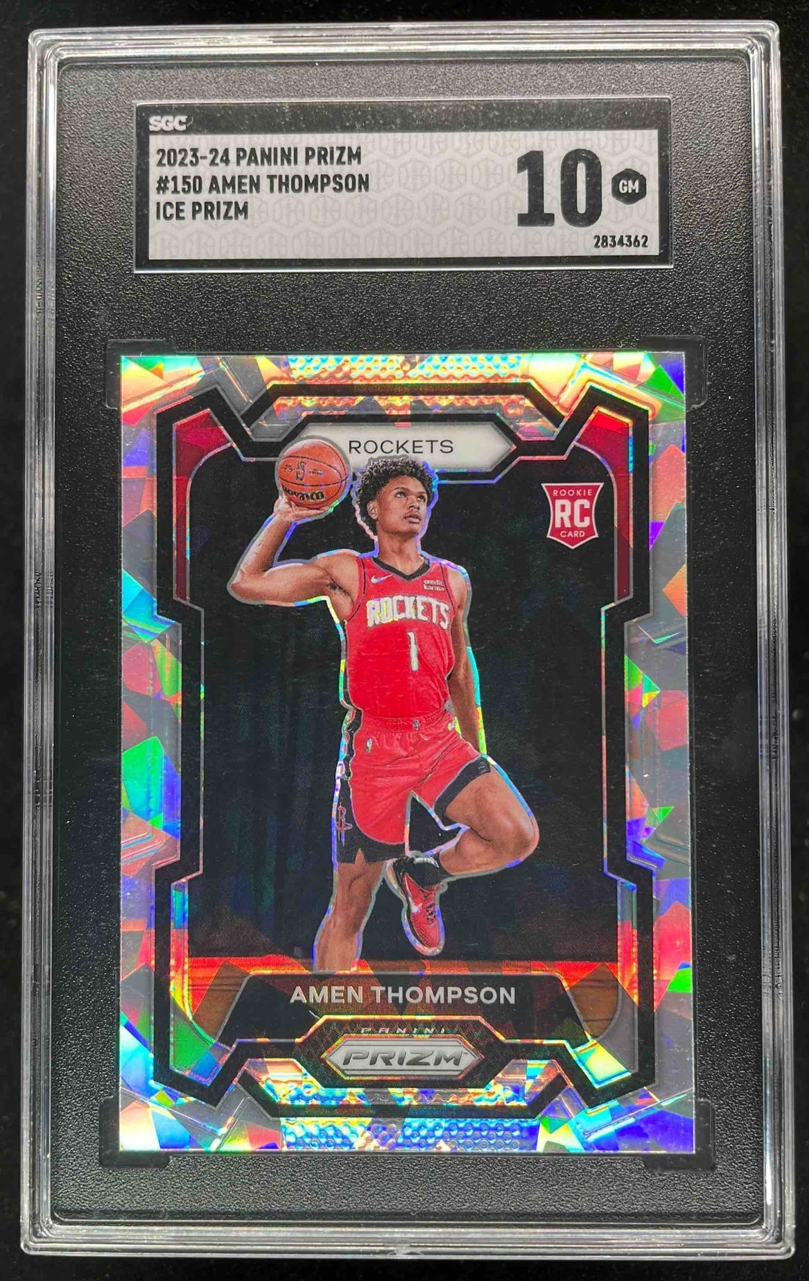 2023-24 Panini Prizm Prizms Ice #150 Amen Thompson RC SGC 10