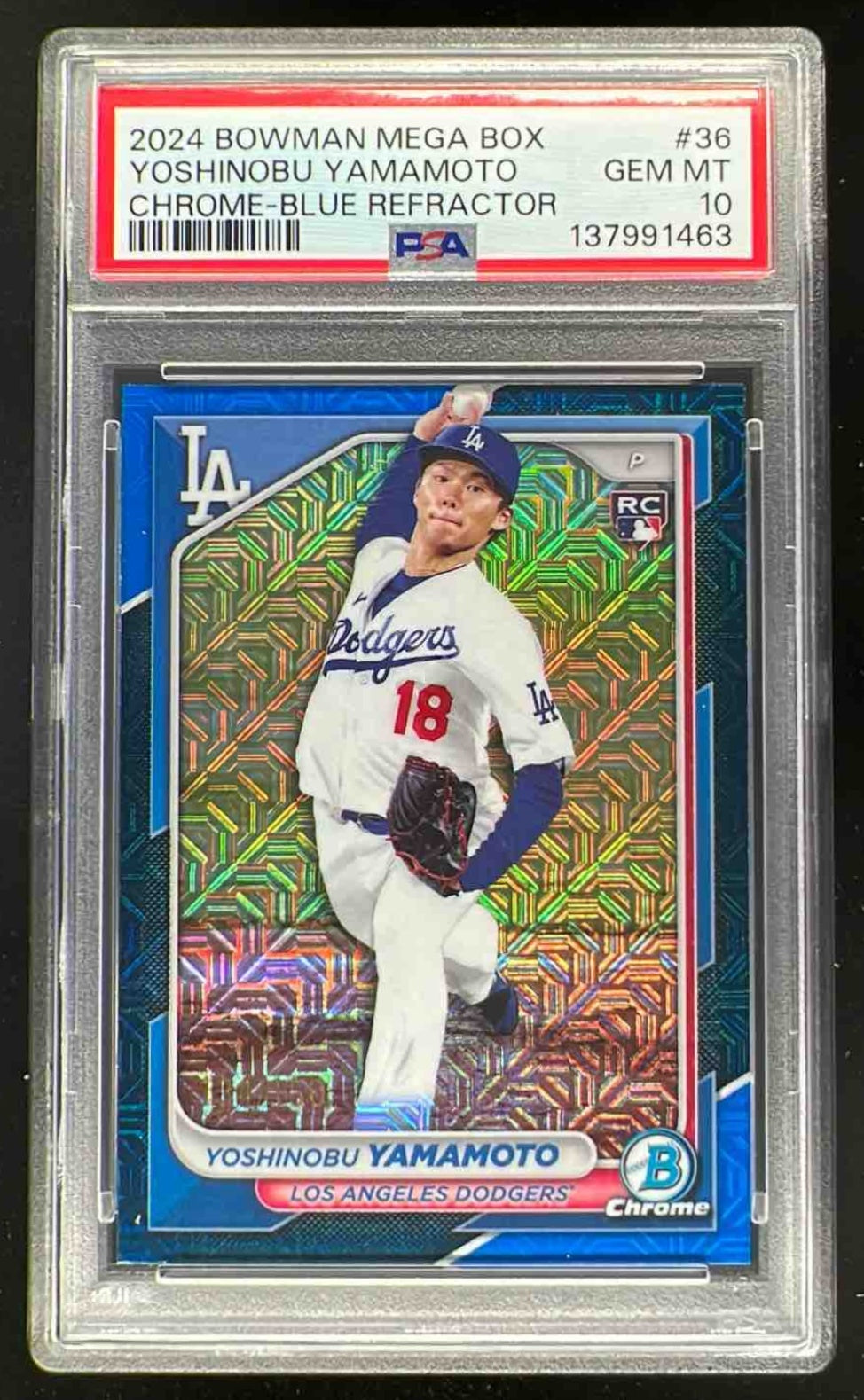 2024 Bowman Mega Box Mojo Blue Refractor #36 Yoshinobu Yamamoto