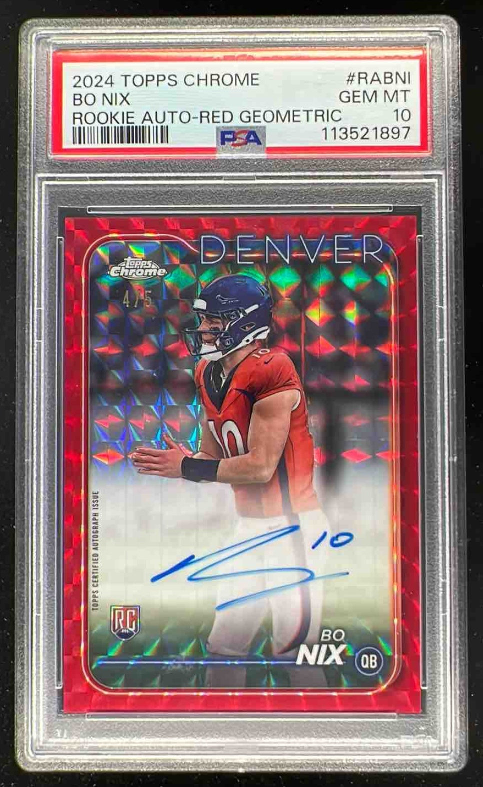 2024 Topps Chrome Rookie Red Geometric Refractor #RABNI Bo Nix RC