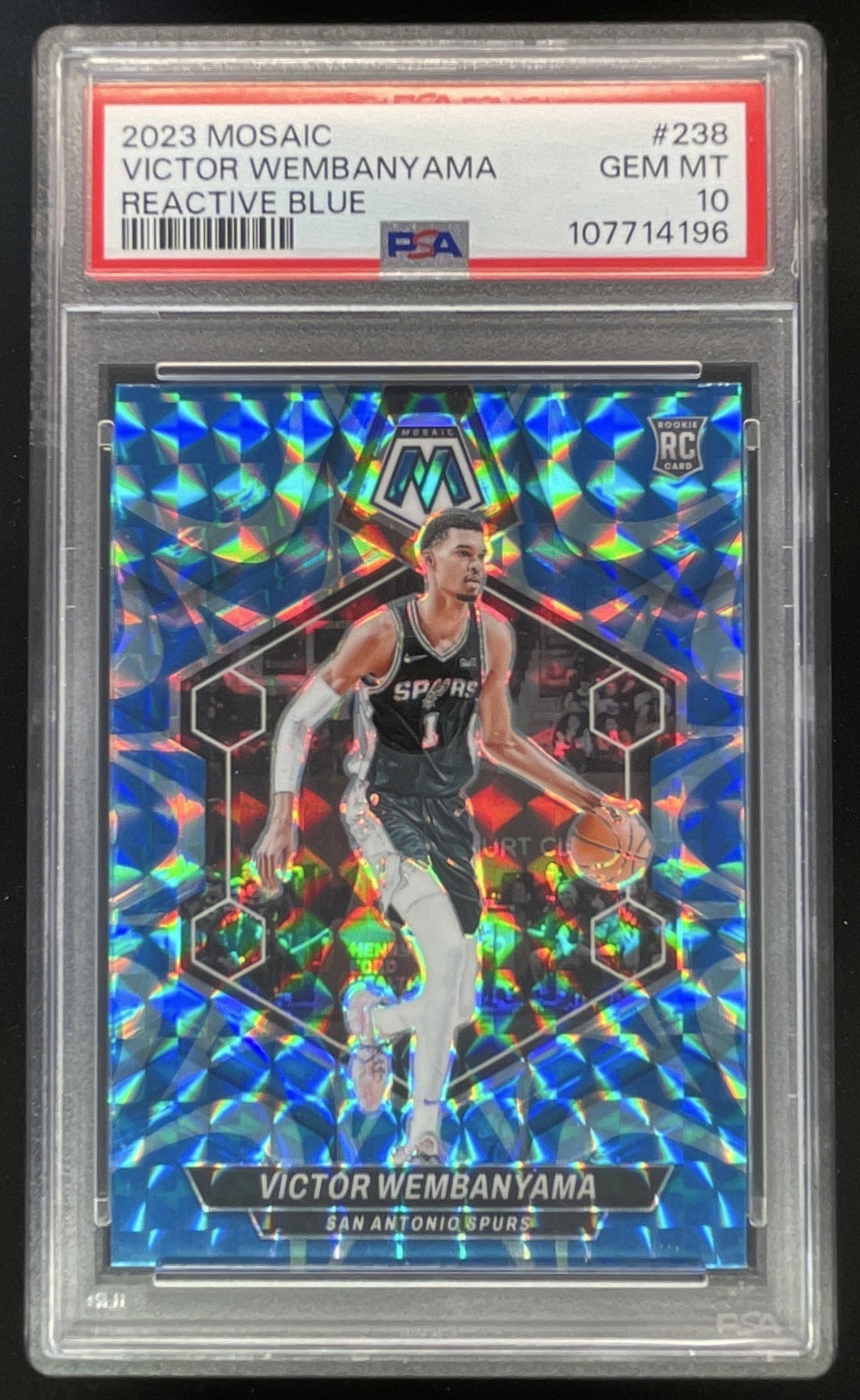 2023-24 Panini Mosaic Reactive Blue Prizm #238 Victor Wembanyama