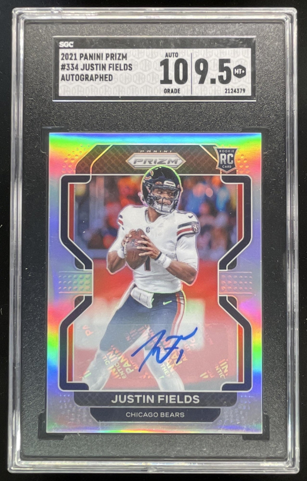 2021 Prizm Rookie Prizm Silver #334 Justin Fields RC Auto SGC 9.5