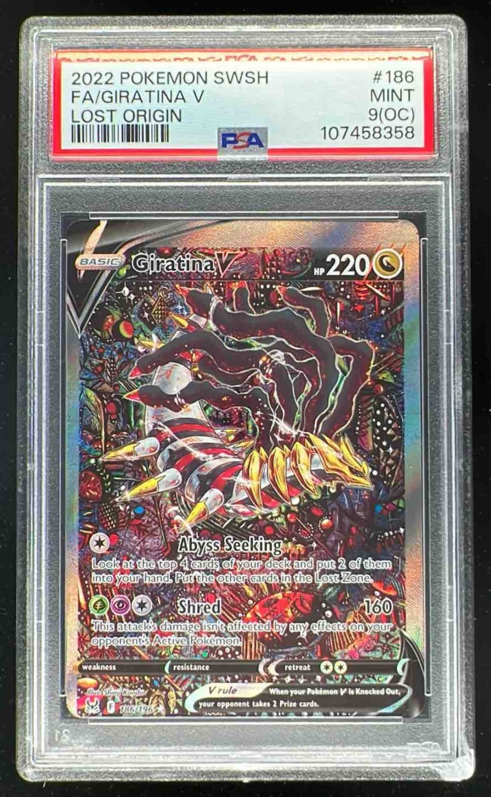 2022 Pokemon Sword & Shield Lost Origin #186/196 Giratina V PSA 9