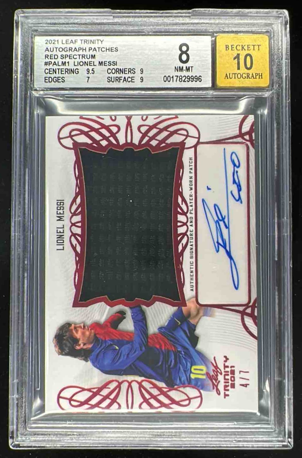 2021 Leaf Trinity Autograph Patch Red Spectrum Lionel Messi Auto