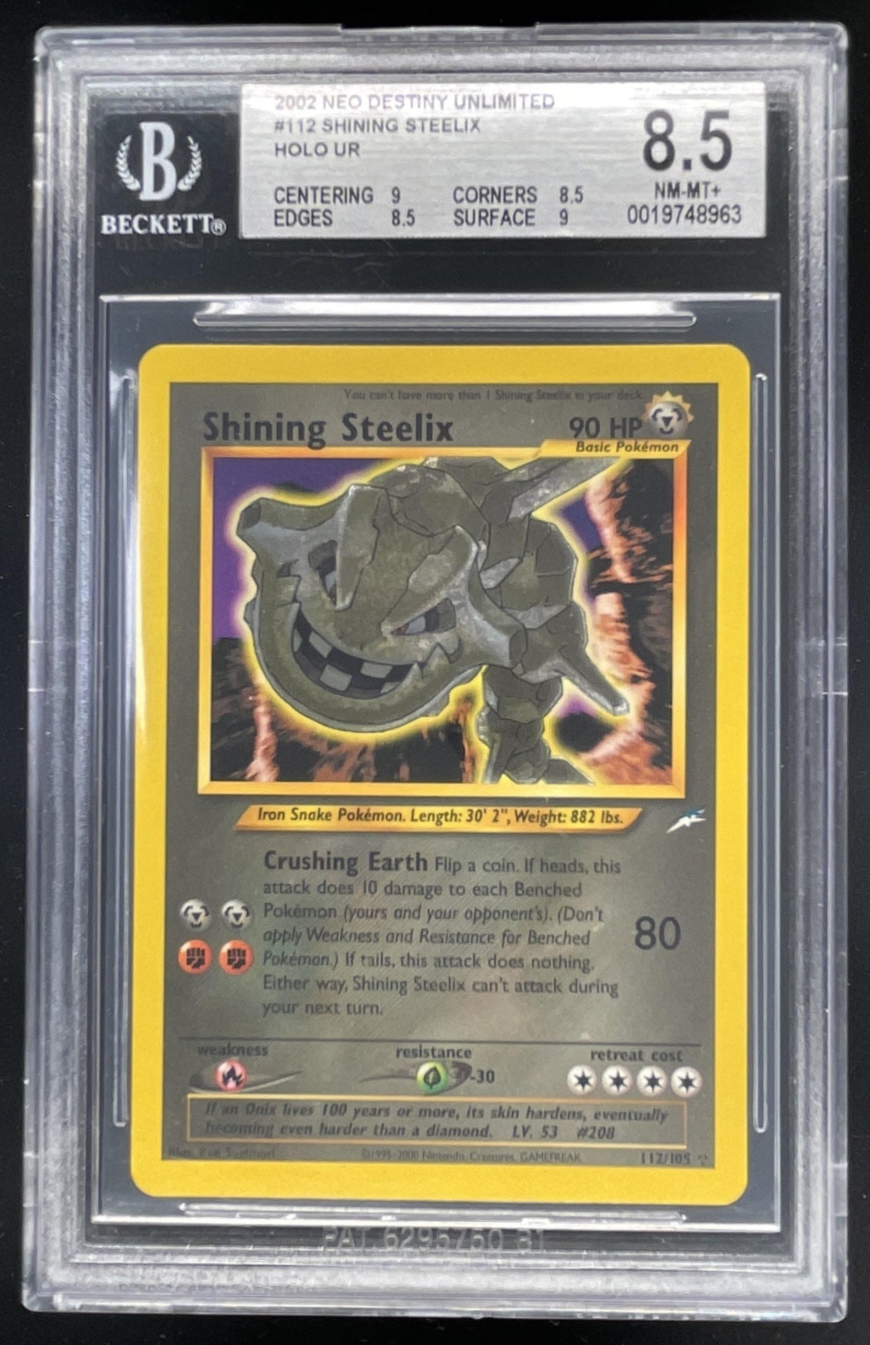 2002 Pokemon Neo Destiny #112/105 Shining Steelix Holo BGS 8.5