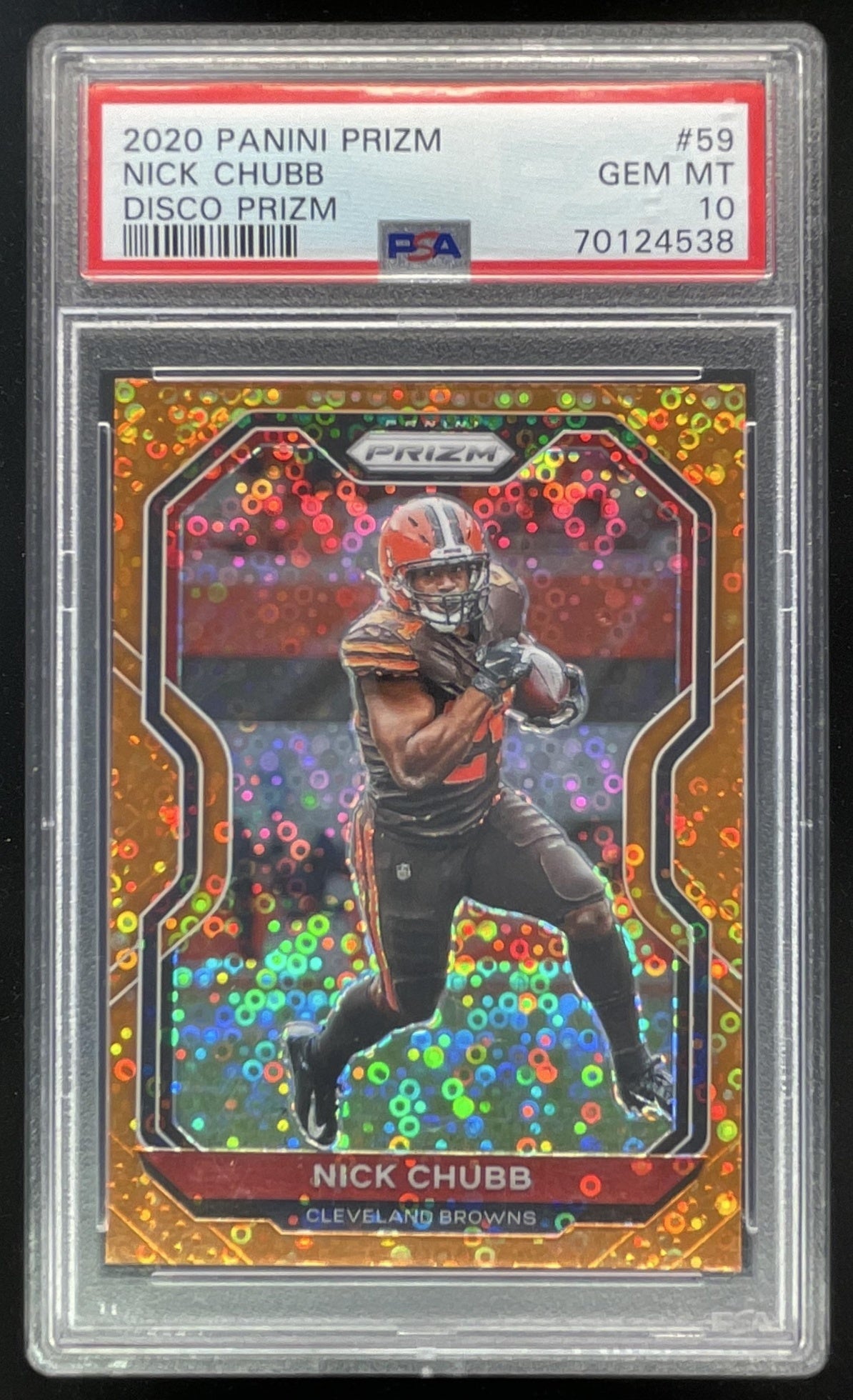 2020 Panini Prizm Prizm Disco #59 Nick Chubb PSA 10 – Burbank Cards