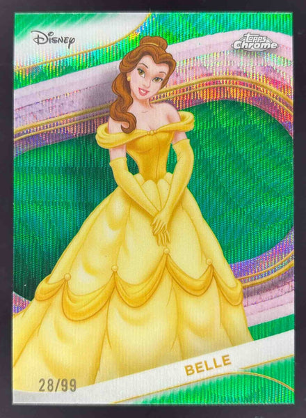 2025 topps chrome Disney Belle 199シリ 2025 Topps Chrome Disney Green Wave Refractor #125 Belle /99