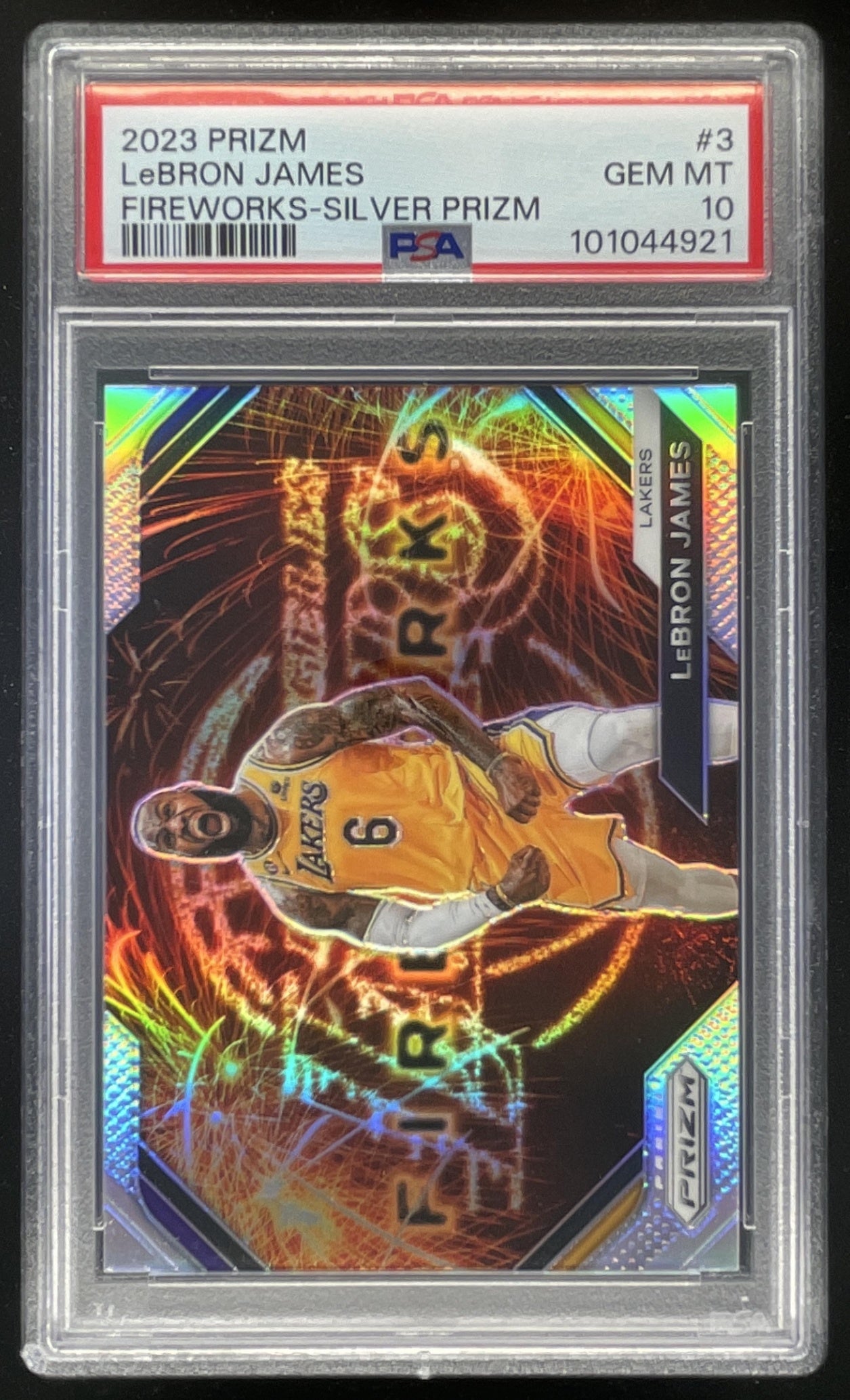 2023-24 Panini Prizm Fireworks Prizms Silver #3 LeBron James PSA