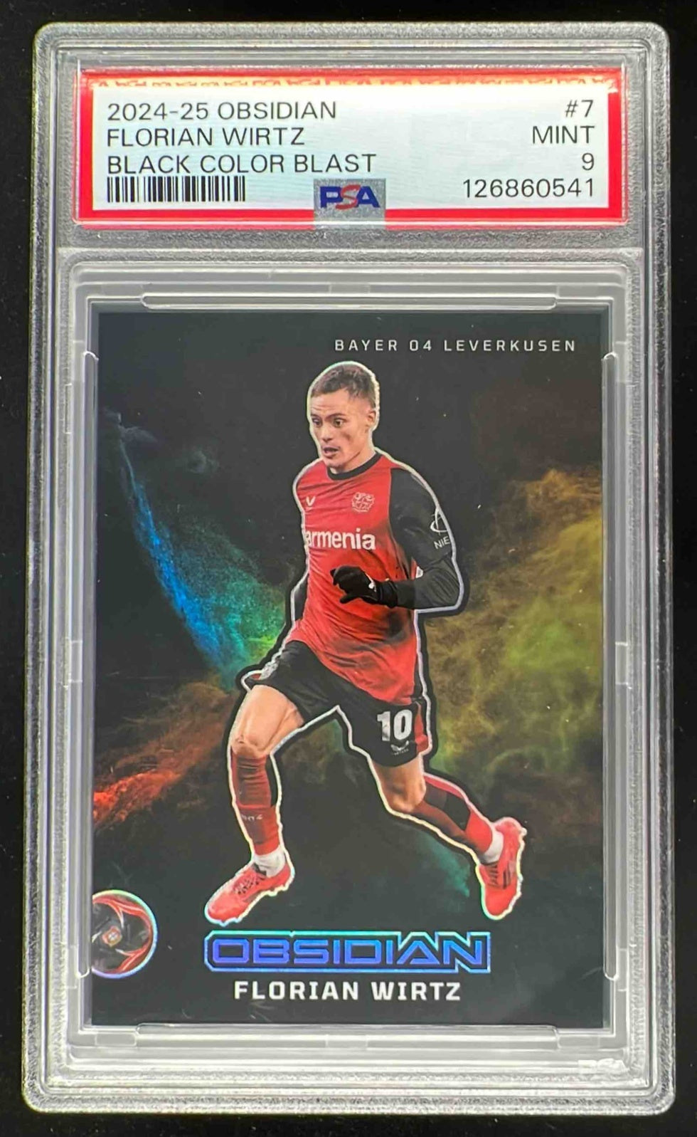 2024-25 Panini Obsidian Color Blast Black #7 Florian Wirtz PSA 9