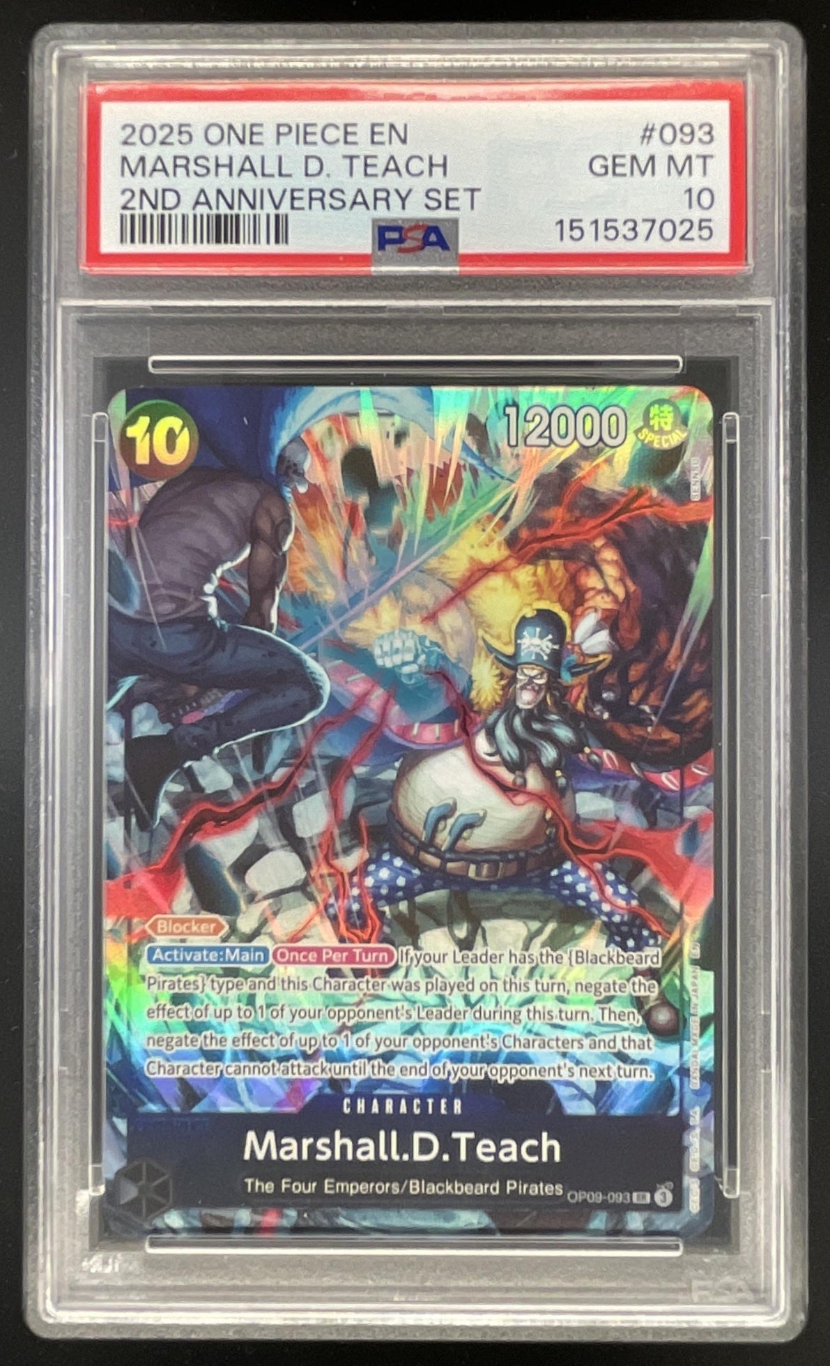2025 One Piece EN 2nd Anniversary Set #093 Marshall D Teach PSA 10
