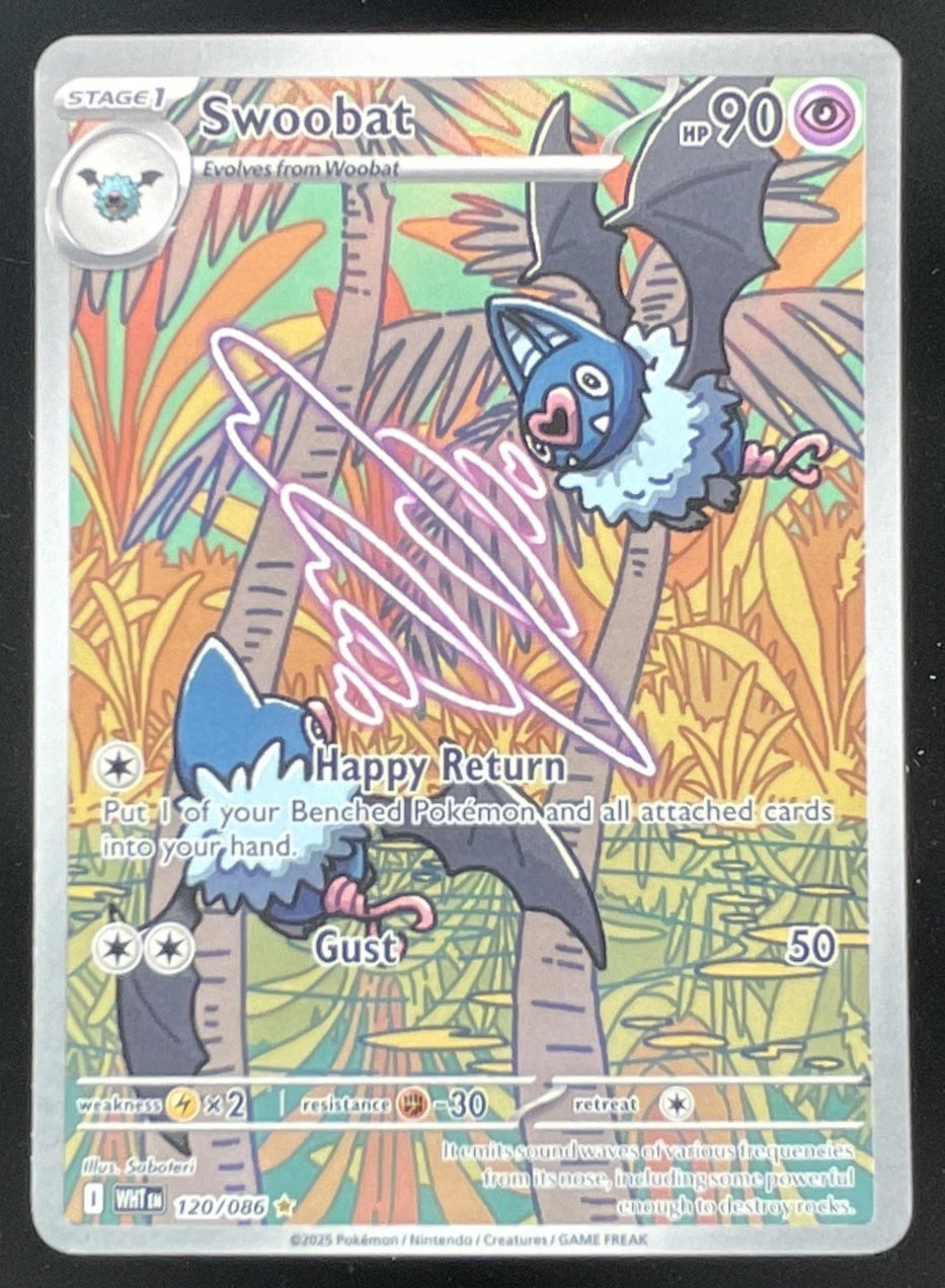 woobat pokemon card 2025 Pokemon White Flare #120/086 Swoobat Illustration Rare – Burbank Cards