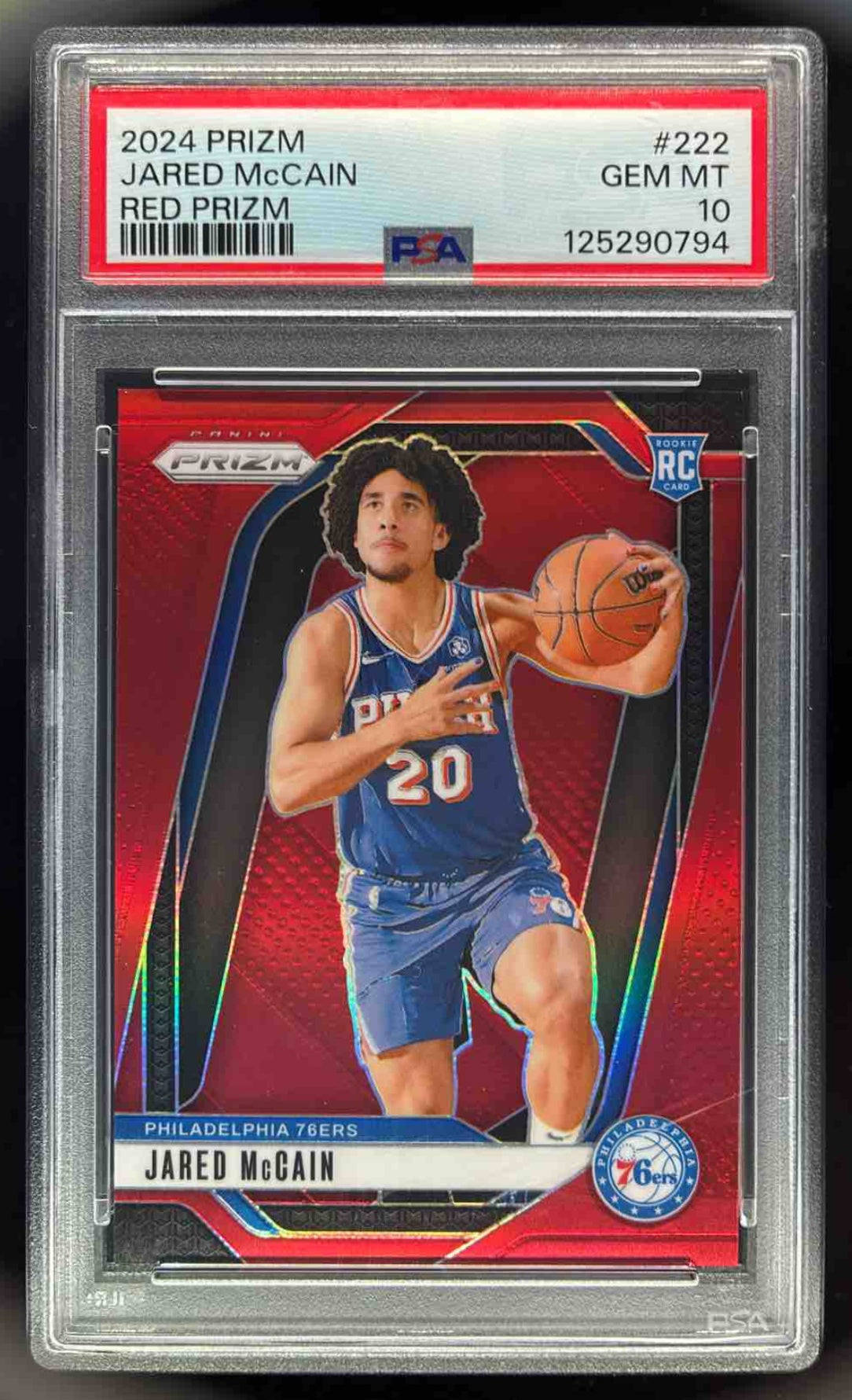 ポケットトランプ　Red 2024-25 Panini Prizm Red Prizm #222 Jared McCain RC /299 PSA