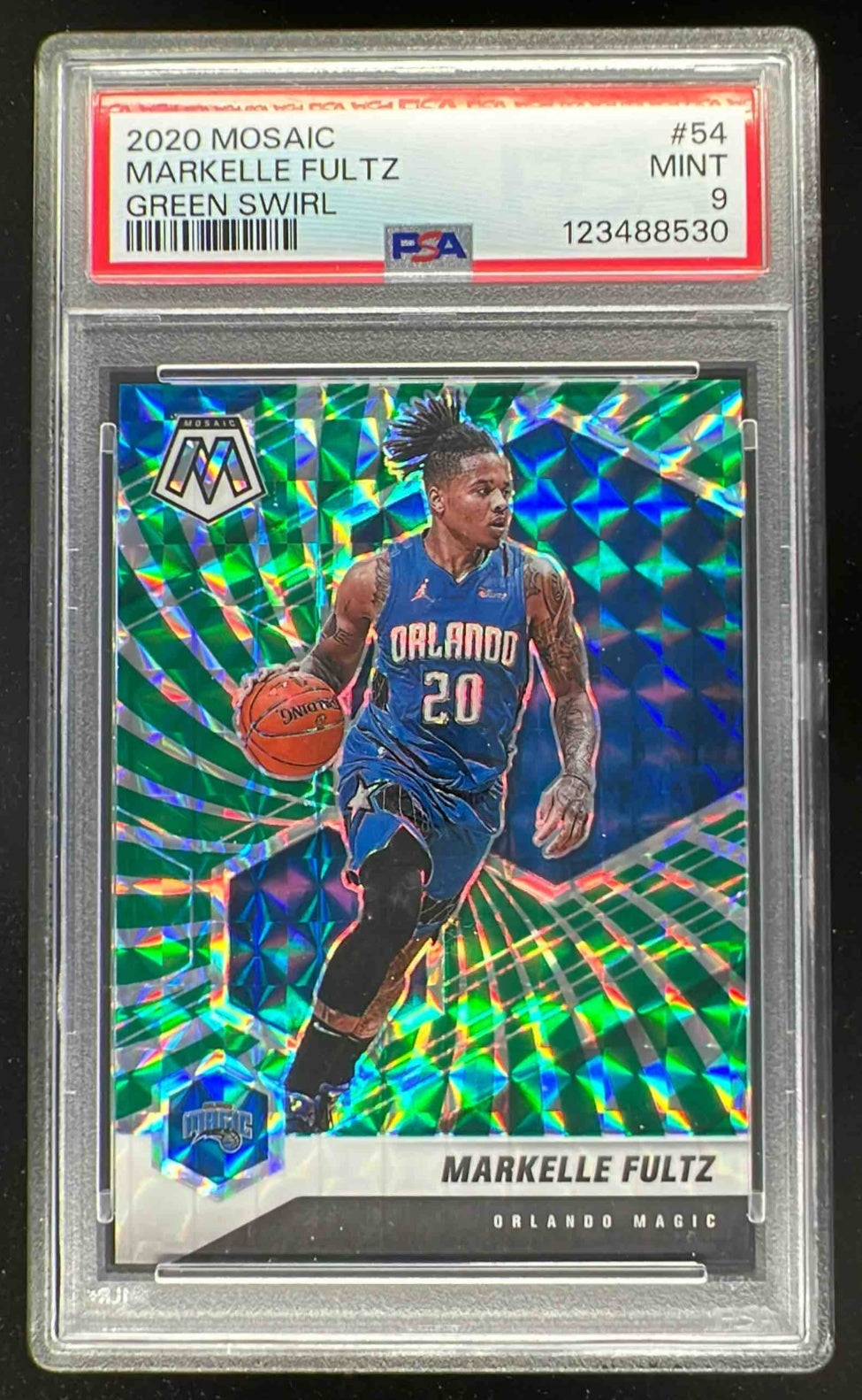 2020-21 Panini Mosaic Green Swirl FOTL #54 Markelle Fultz /10 PSA