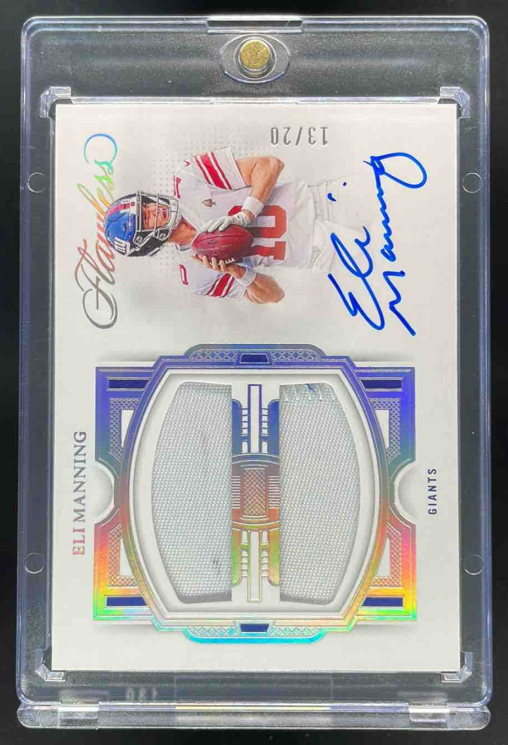 2022 Flawless Dual Patch Silver #DPA-EM Eli Manning Auto /20