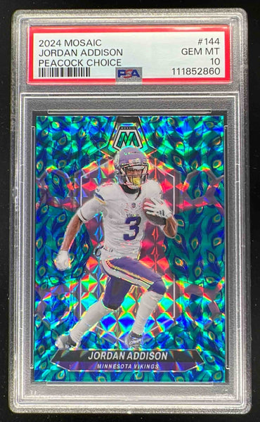 2024 Panini Mosaic Choice Peacock Prizm #144 Jordan Addison PSA 10