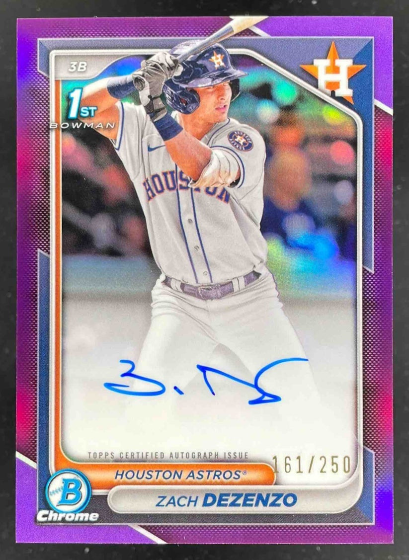 2024 Bowman Chrome Chrome Purple #CPA-ZD Zach Dezenzo RC Auto /250