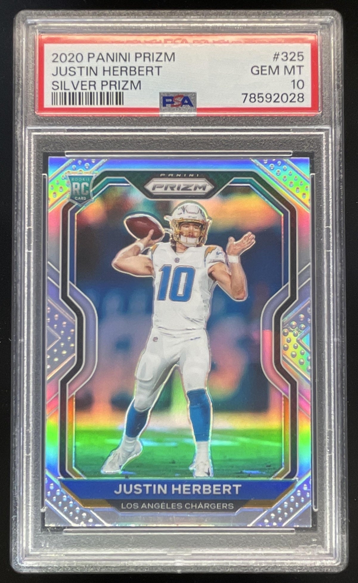 2020 Panini Prizm Silver Prizm #325 Justin Herbert RC PSA 10