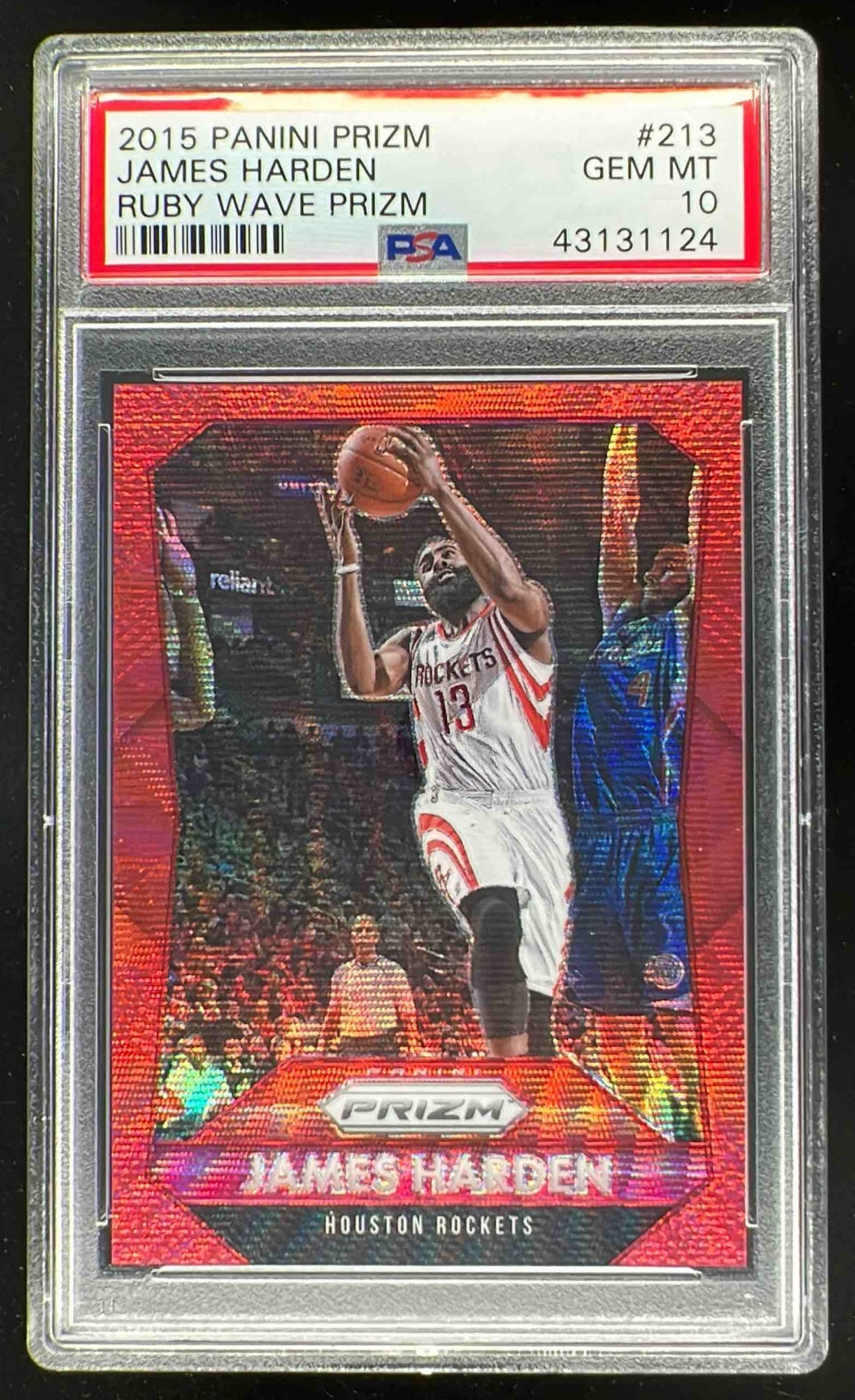 2015-16 Panini Prizm Ruby Wave Prizms #213 James Harden /350 PSA