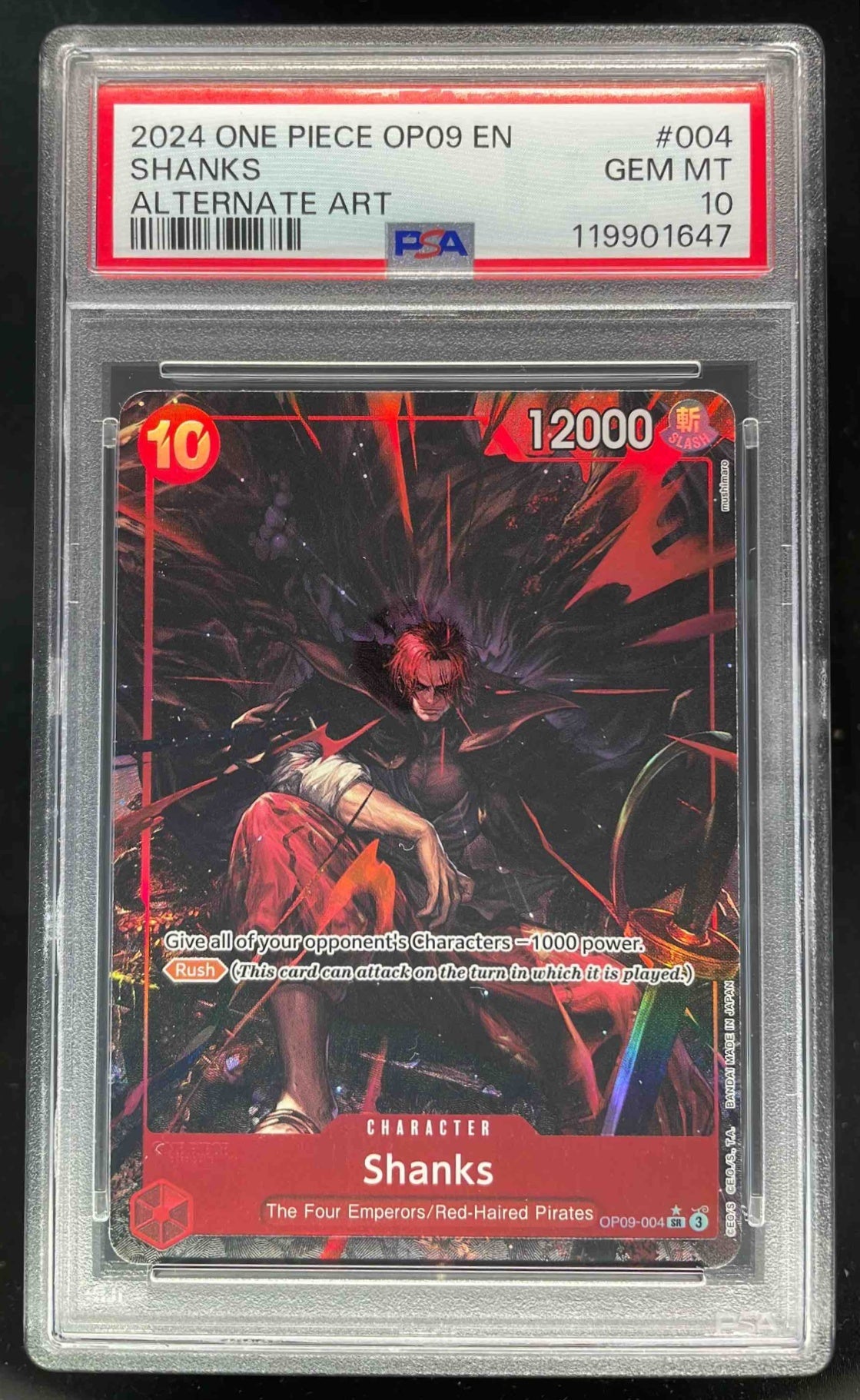 2024 One Piece OP09 EN #004 Shanks Alternate Art PSA 10 – Burbank