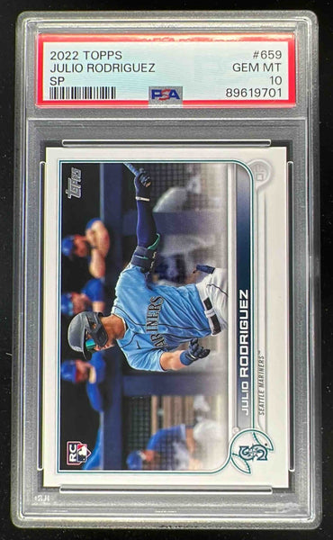 2022 Topps #659b Julio Rodriguez RC SP Variation PSA 10 – Burbank