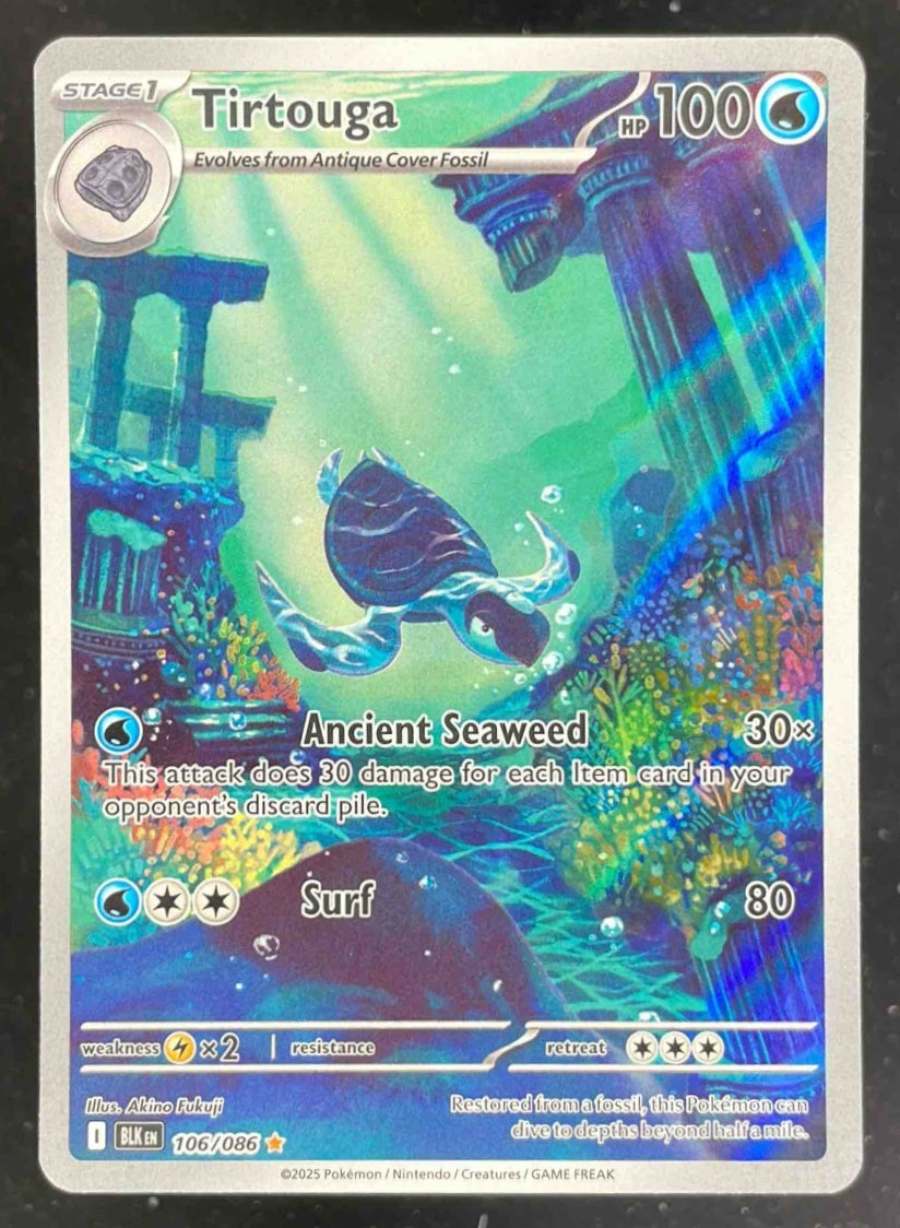 2025 Pokemon Black Bolt #106/086 Tirtouga Illustration Rare – Burbank Cards