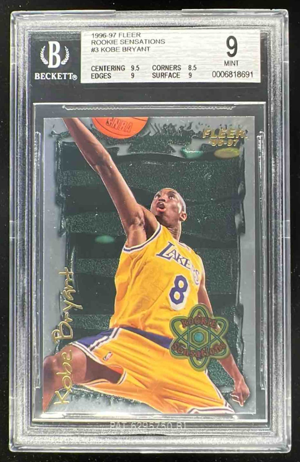 1996-97 Fleer Rookie Sensations #3 Kobe Bryant RC BGS 9 – Burbank