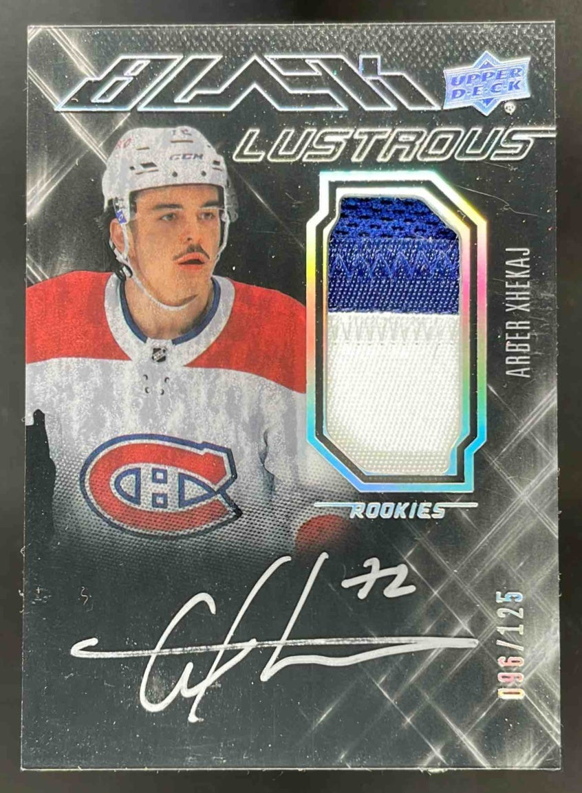 2022 SPx UD Black Lustrous Rookie Patch Auto #LRAP-AX Arber Xhekaj
