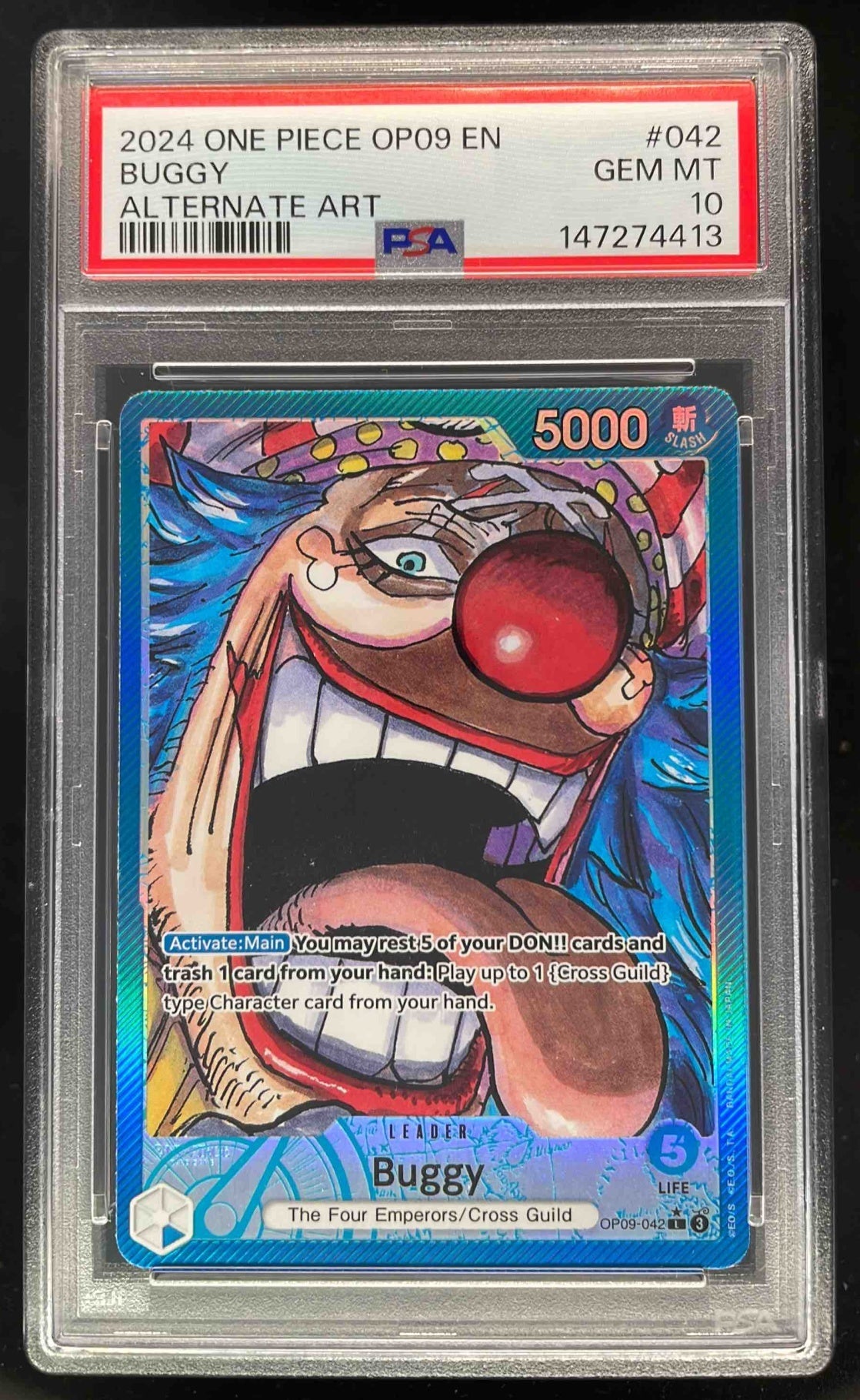 PSA9 ワンピース バギー OP09-042 BUGGY PSA 2024 One Piece OP09 EN #042 Buggy Alternate Art PSA 10 – Burbank Cards