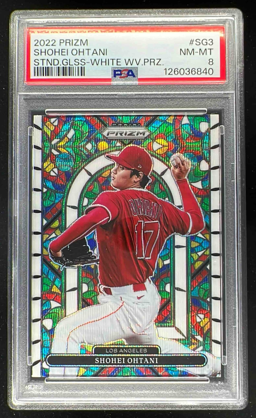 2022 Panini Prizm Stained Glass White Wave #SG-3 Shohei Ohtani PSA