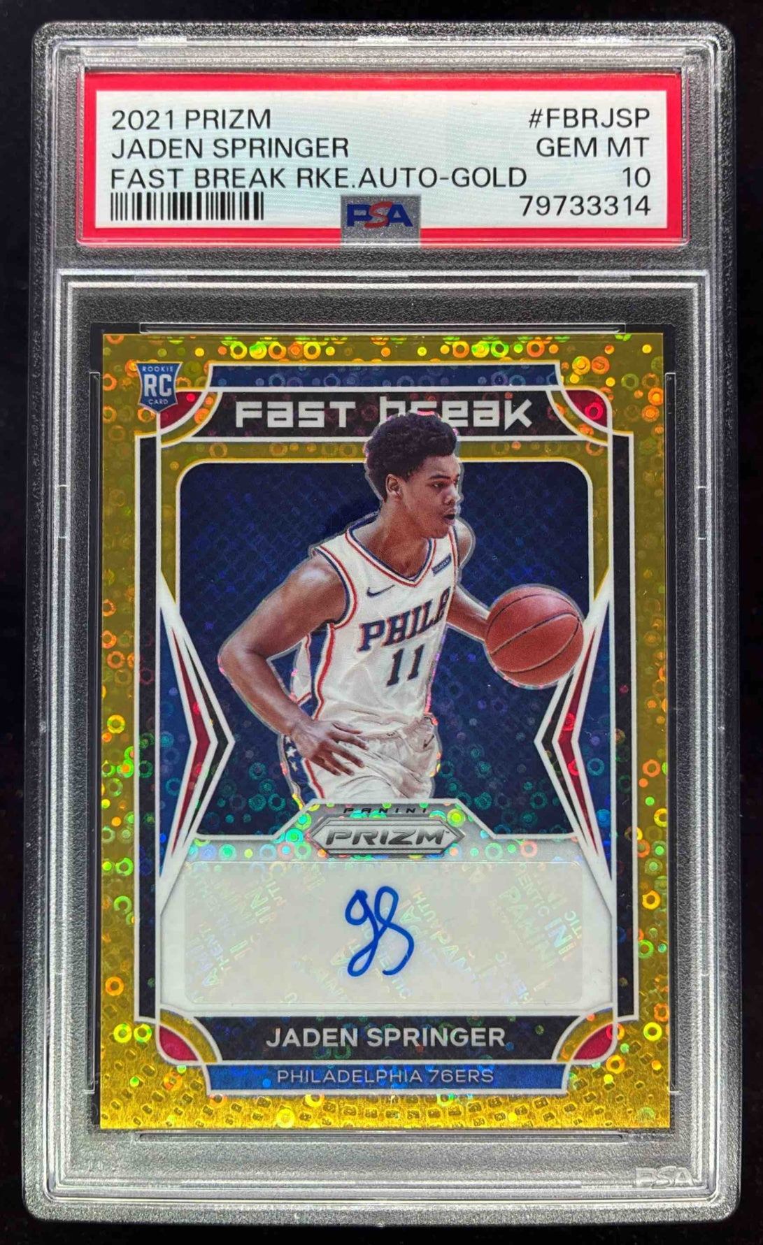 2021-22 Panini Prizm Fast Break Rookie Gold Jaden Springer RC Auto