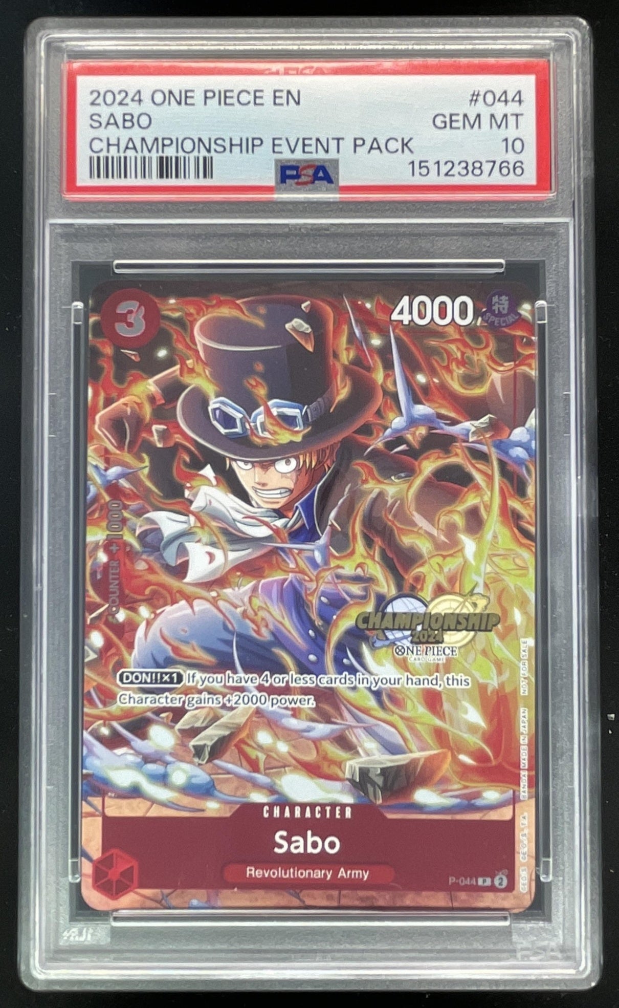 2024 One Piece EN Championship Event Pack #044 Sabo PSA 10