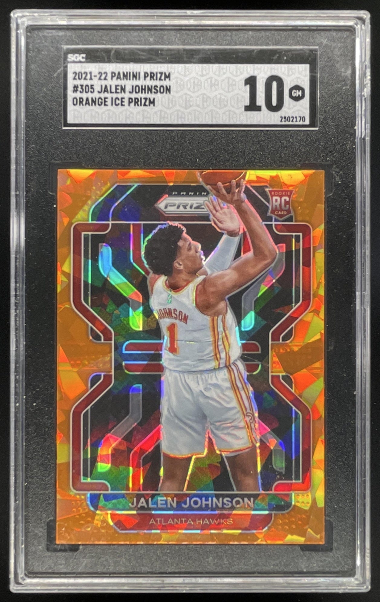 2021-22 Panini Prizm Orange Ice Prizm #305 Jalen Johnson RC SGC 10