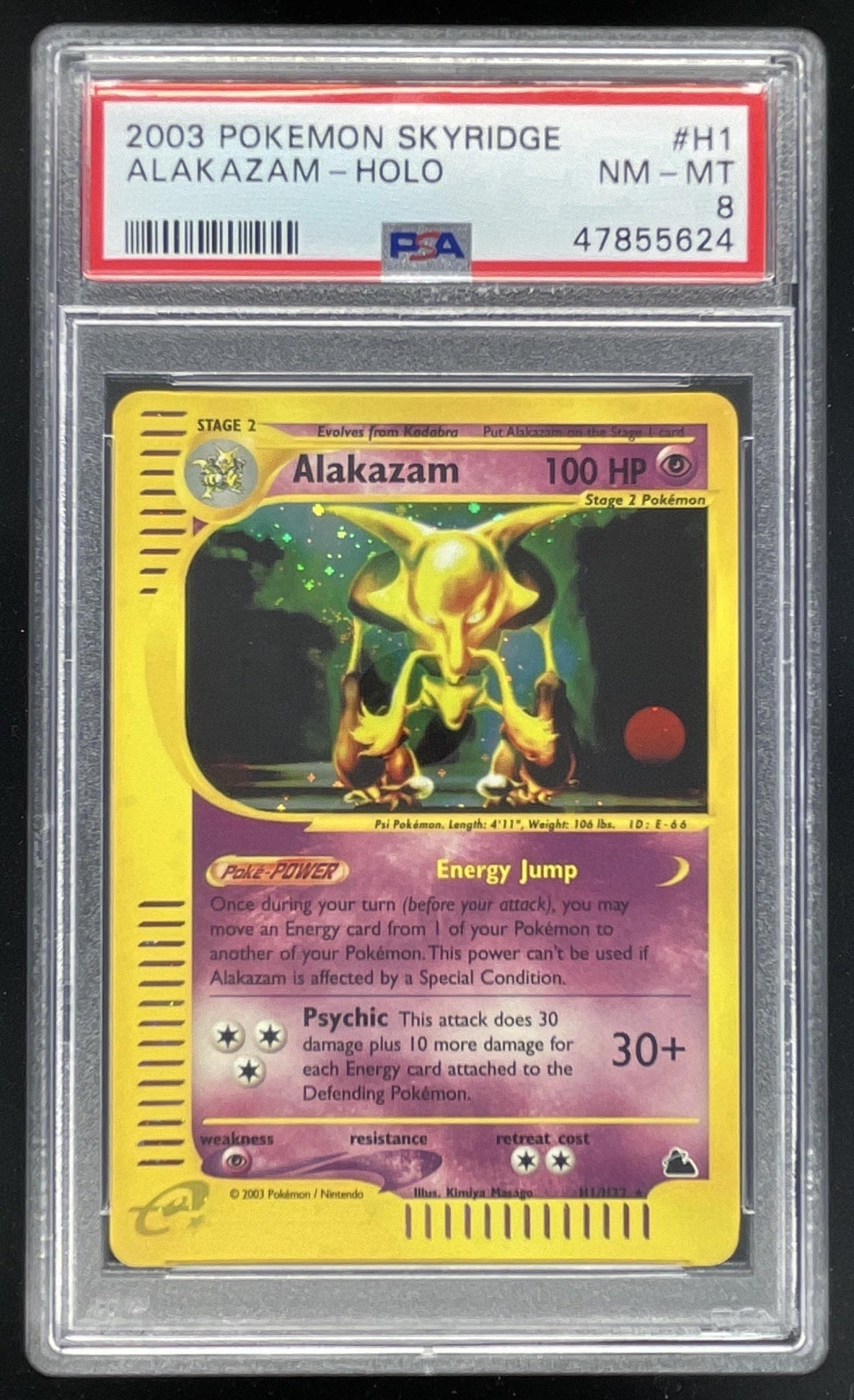 2003 Pokemon Skyridge #H1/H32 Alakazam Holo PSA 8 – Burbank Cards