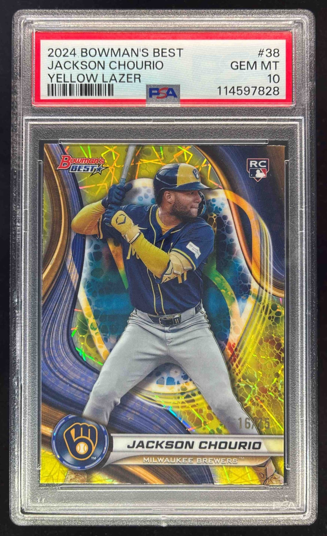 2024 Bowman's Best Yellow Lazer Refractor #38 Jackson Chourio RC