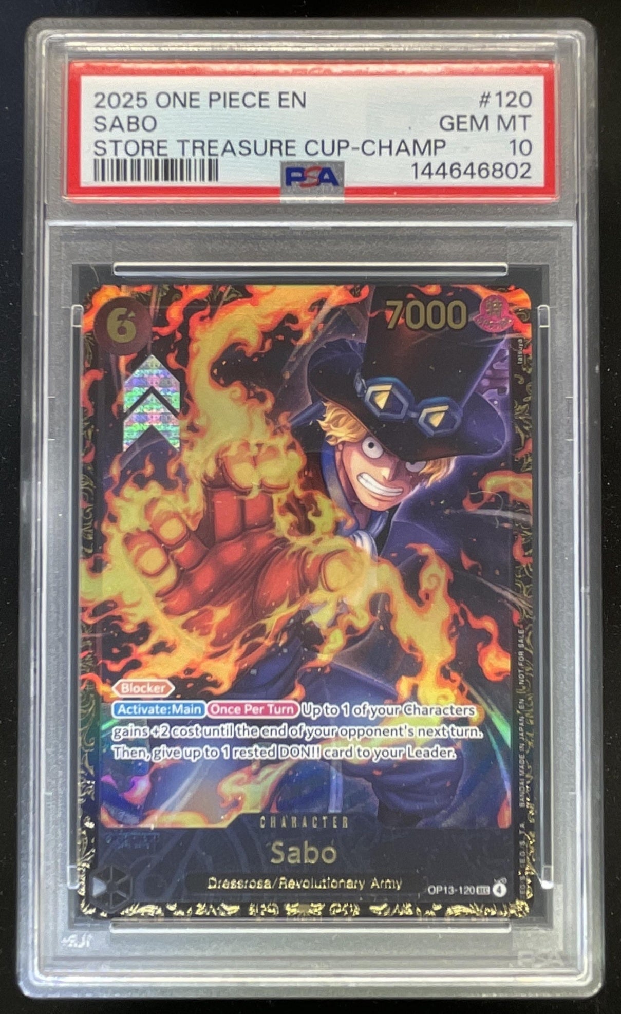 2025 One Piece EN Store Treasure Cup Champ #120 Sabo PSA 10
