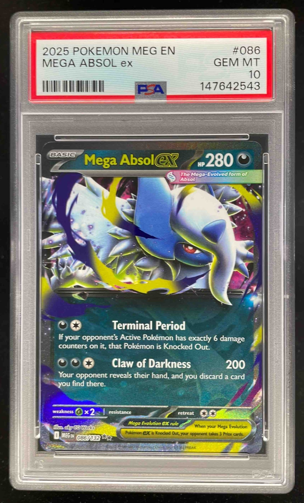 2025 Pokemon Mega Evolution #086/132 Mega Absol ex Double Rare PSA 10 –  Burbank Cards