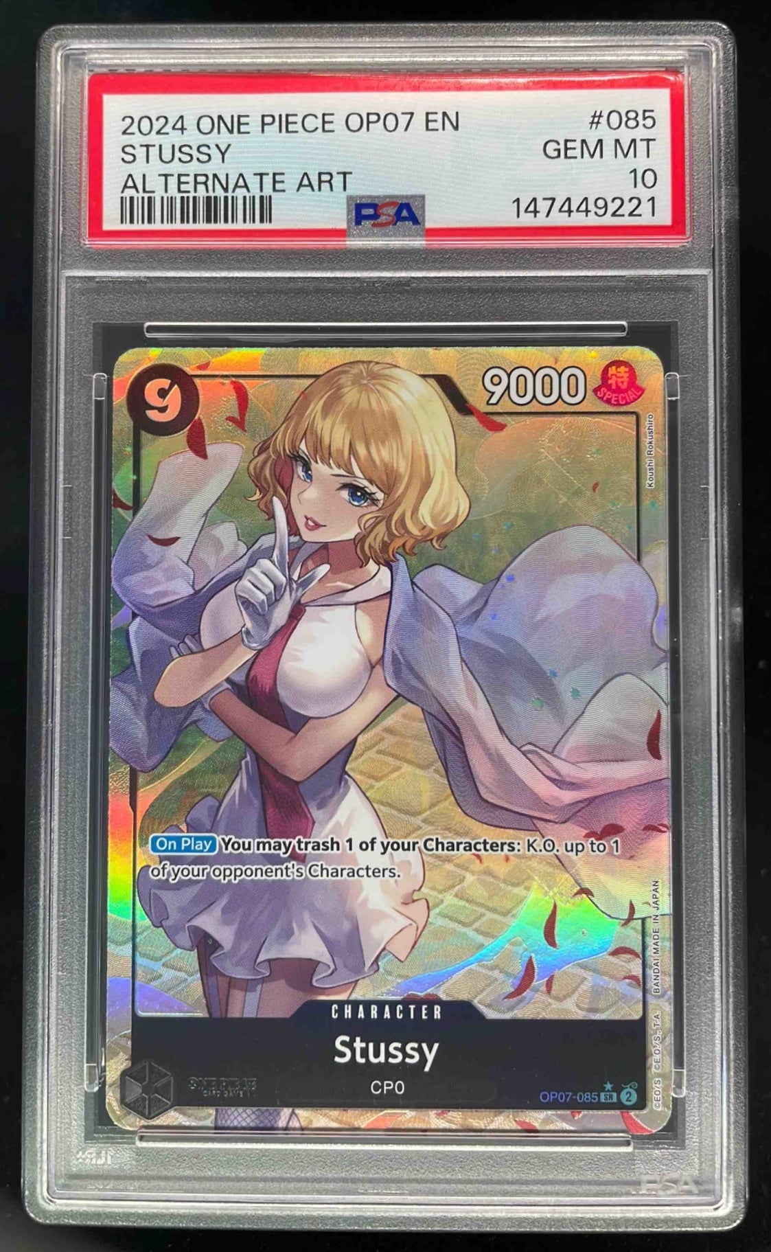 2024 One Piece OP07 EN #085 Stussy Alternate Art PSA 10 – Burbank